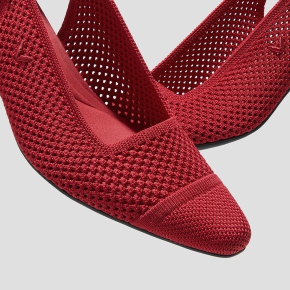 Vivaia Slingback Block Heel Knit Pointed Toe Pumps Red Shoes‎ Size EU/37 US/6.5 - Picture 5 of 9